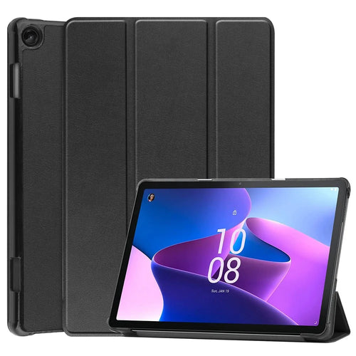 For Lenovo Tab M10 (Gen 3) TB-328FU / TB-328XU PU Leather Trifold Stand Cover Auto Sleep / Wake Case - Black - 1