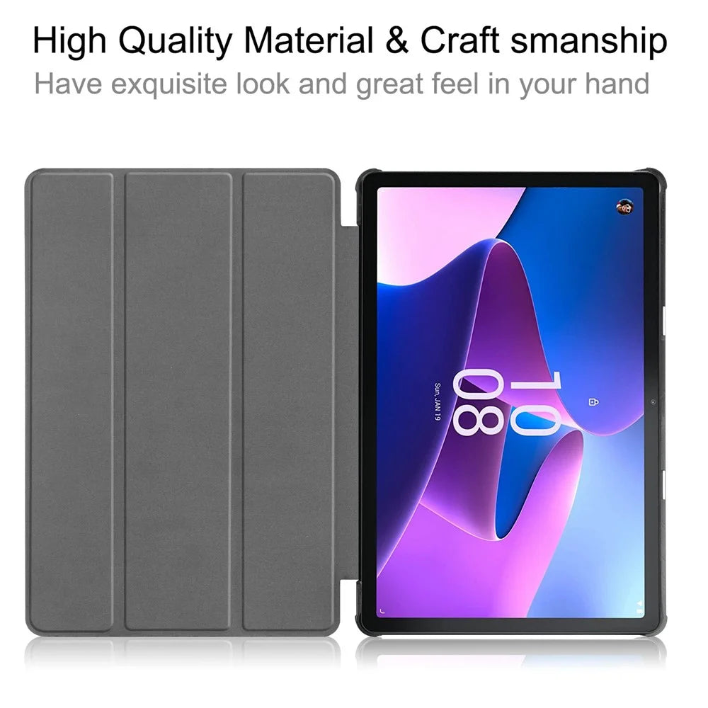 For Lenovo Tab M10 (Gen 3) TB-328FU / TB-328XU PU Leather Trifold Stand Cover Auto Sleep / Wake Case - Black - 2