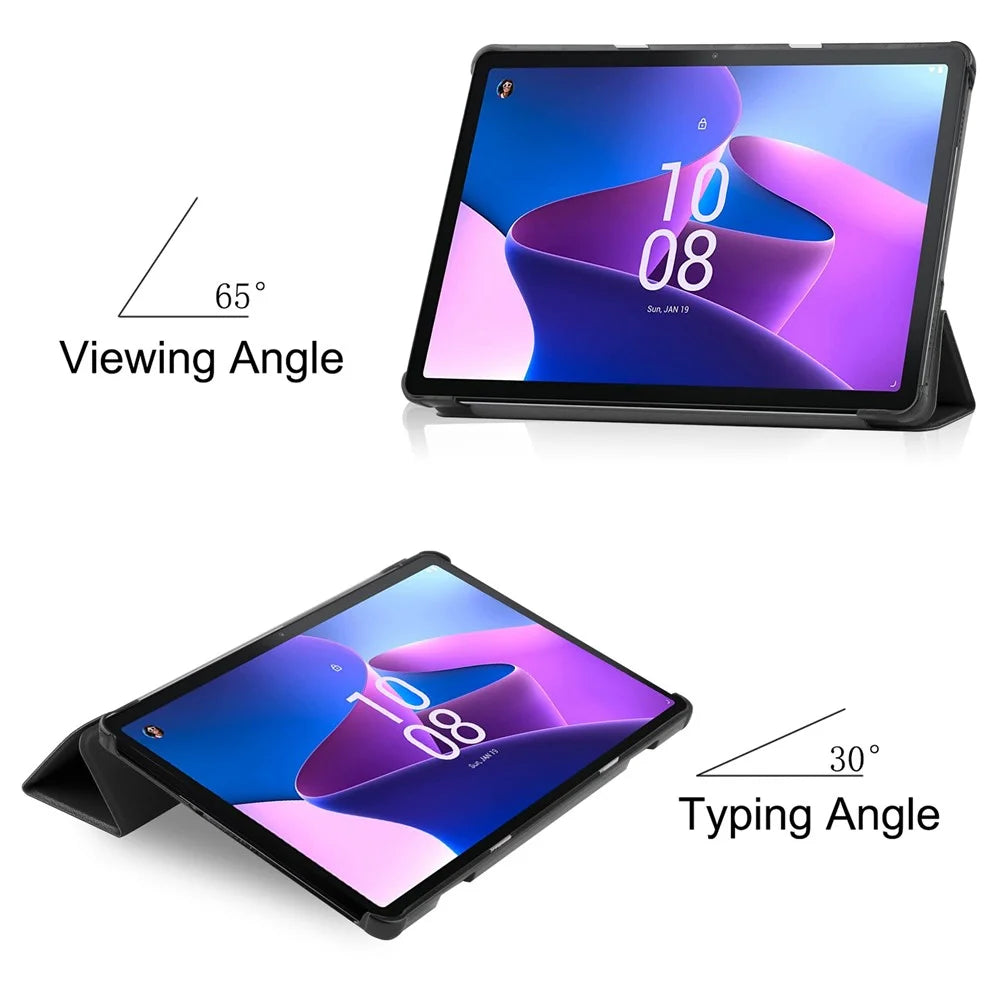 For Lenovo Tab M10 (Gen 3) TB-328FU / TB-328XU PU Leather Trifold Stand Cover Auto Sleep / Wake Case - Black - 6