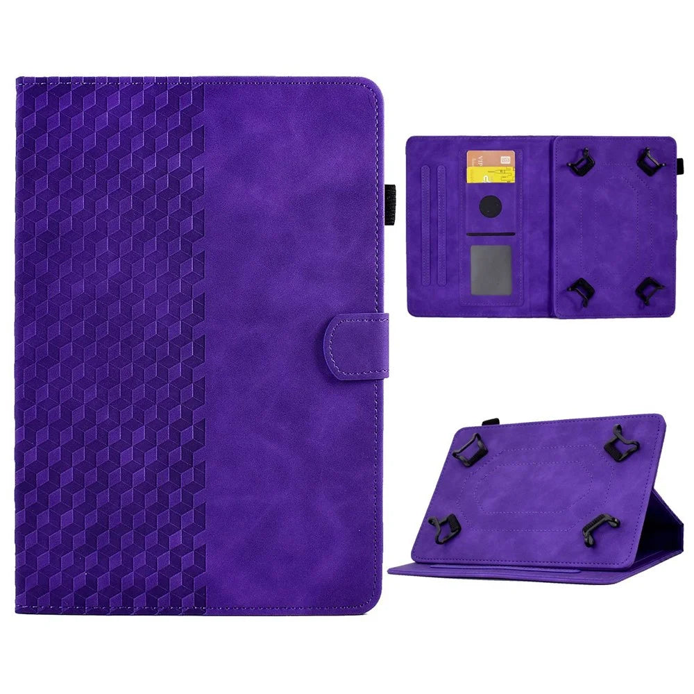 Protective Case for Universal 7 inch Anti-Fall Tablet Cover Pattern Imprinted Solid Color Auto Wake / Sleep Leather Case with Card Slots / Stand - Purple - 1
