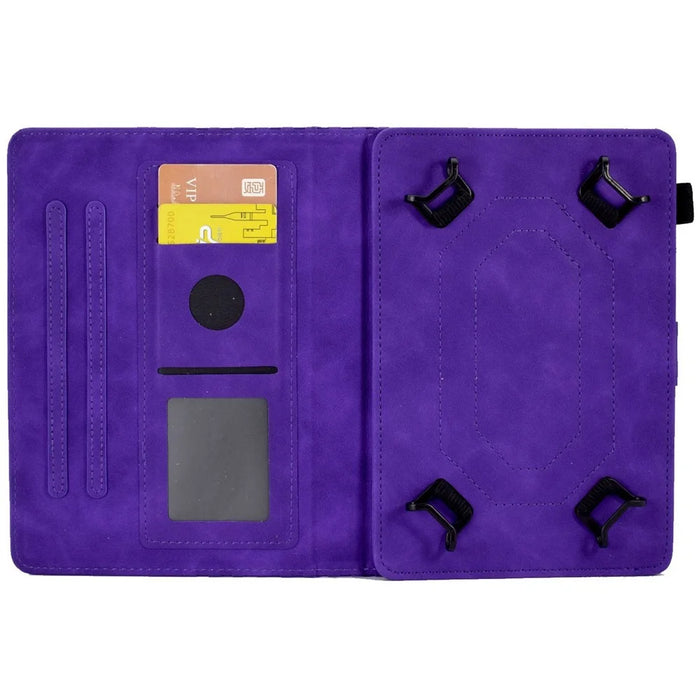 Protective Case for Universal 7 inch Anti-Fall Tablet Cover Pattern Imprinted Solid Color Auto Wake / Sleep Leather Case with Card Slots / Stand - Purple - 2