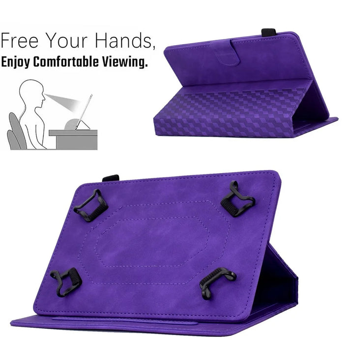 Protective Case for Universal 7 inch Anti-Fall Tablet Cover Pattern Imprinted Solid Color Auto Wake / Sleep Leather Case with Card Slots / Stand - Purple - 6