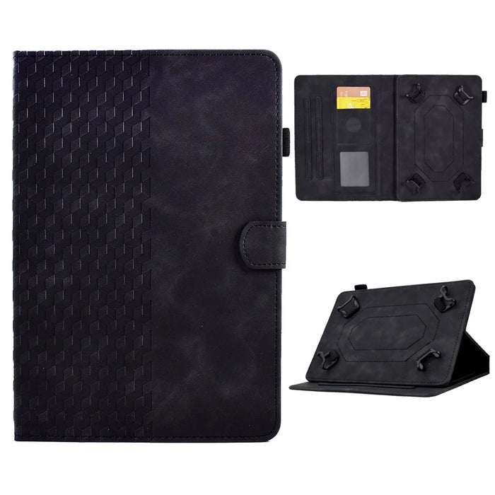 Anti-Fall Folio Flip Case for Universal 8 inch Tablet Protective Cover Pattern Imprinted Solid Color Auto Wake / Sleep Leather Case with Card Slots / Stand - Black - 1