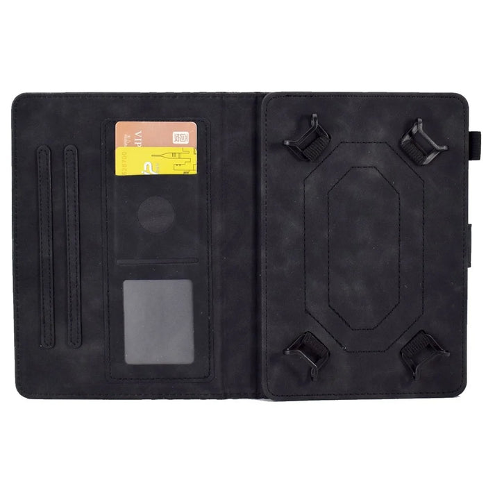 Anti-Fall Folio Flip Case for Universal 8 inch Tablet Protective Cover Pattern Imprinted Solid Color Auto Wake / Sleep Leather Case with Card Slots / Stand - Black - 2