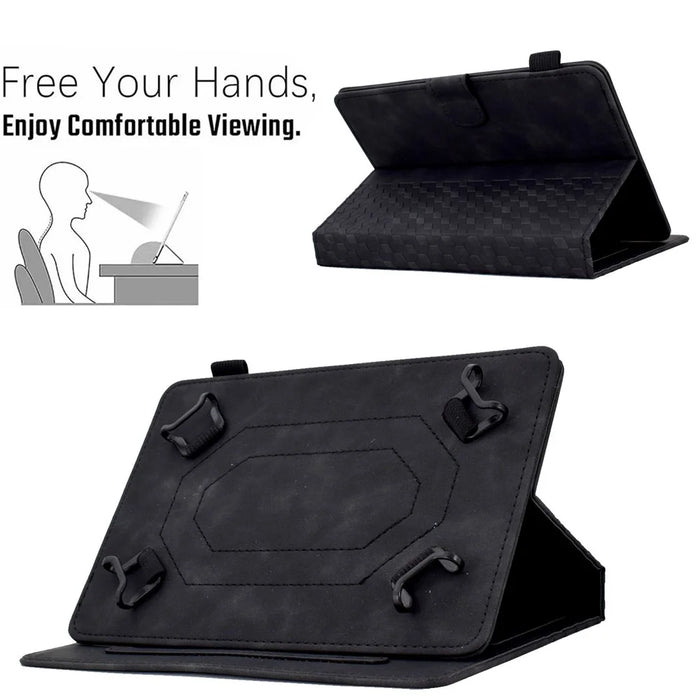 Anti-Fall Folio Flip Case for Universal 8 inch Tablet Protective Cover Pattern Imprinted Solid Color Auto Wake / Sleep Leather Case with Card Slots / Stand - Black - 6