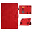 Anti-Scratch Case for Universal 10 inch Auto Wake / Sleep Tablet Leather Cover Pattern Imprinted Solid Color Protective Case with Card Slots / Stand - Red - 1