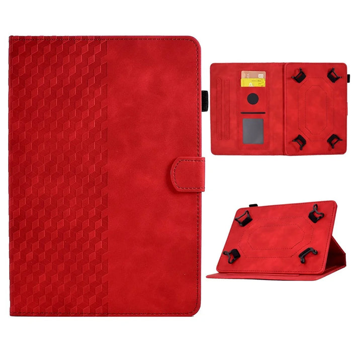 Anti-Scratch Case for Universal 10 inch Auto Wake / Sleep Tablet Leather Cover Pattern Imprinted Solid Color Protective Case with Card Slots / Stand - Red - 1