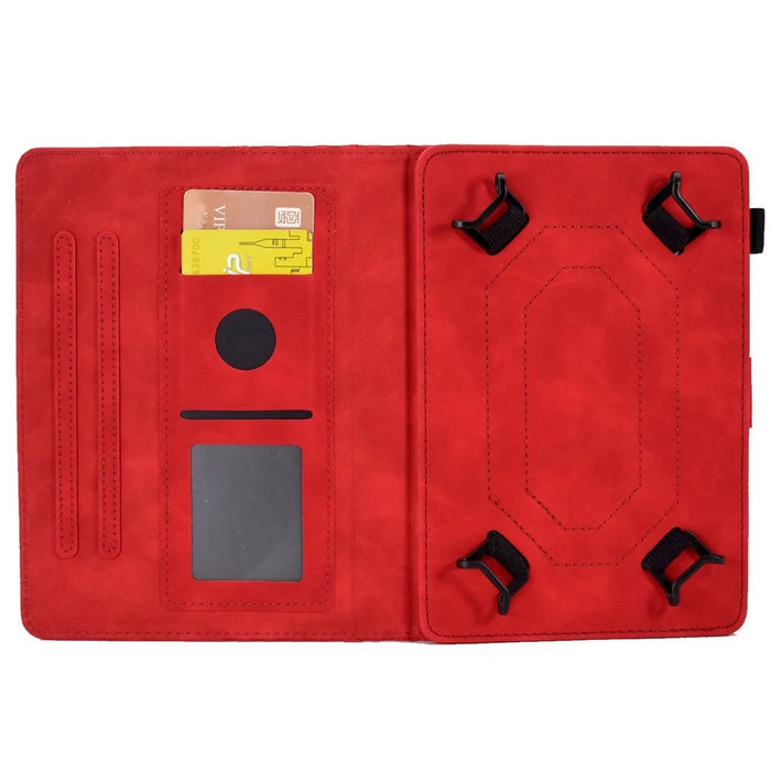 Anti-Scratch Case for Universal 10 inch Auto Wake / Sleep Tablet Leather Cover Pattern Imprinted Solid Color Protective Case with Card Slots / Stand - Red - 2