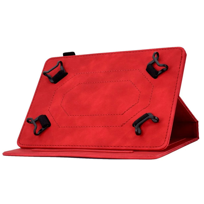 Anti-Scratch Case for Universal 10 inch Auto Wake / Sleep Tablet Leather Cover Pattern Imprinted Solid Color Protective Case with Card Slots / Stand - Red - 3