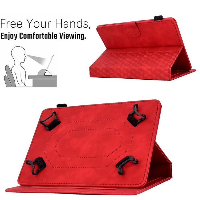Anti-Scratch Case for Universal 10 inch Auto Wake / Sleep Tablet Leather Cover Pattern Imprinted Solid Color Protective Case with Card Slots / Stand - Red - 6