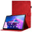 Auto Wake / Sleep Shockproof Case for Lenovo Tab M10 Plus (3rd Gen) / Xiaoxin Pad 2022 10.6 inch Pattern Imprinted Anti-Drop Cover Solid Color Stitching Tablet Leather Stand Case with Card Slots - Red - 1