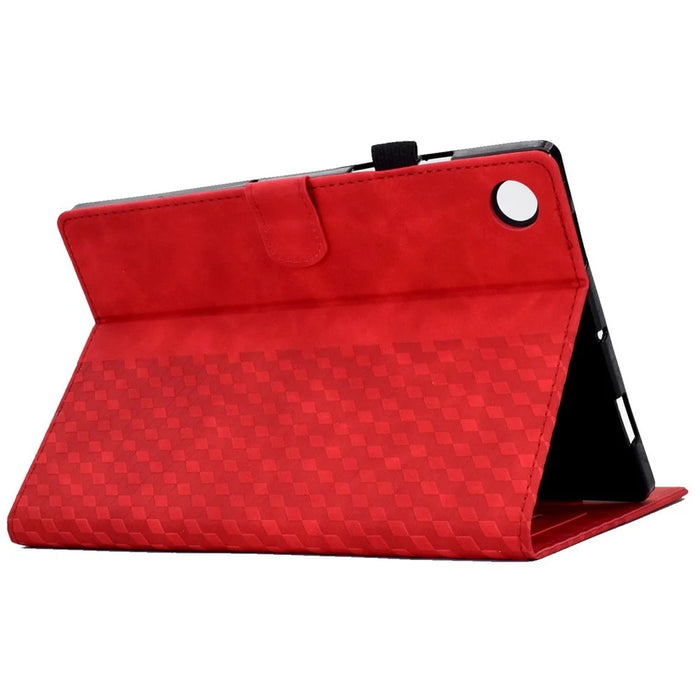 Auto Wake / Sleep Shockproof Case for Lenovo Tab M10 Plus (3rd Gen) / Xiaoxin Pad 2022 10.6 inch Pattern Imprinted Anti-Drop Cover Solid Color Stitching Tablet Leather Stand Case with Card Slots - Red - 4