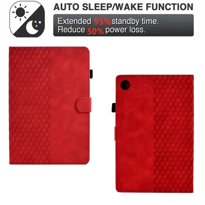 Auto Wake / Sleep Shockproof Case for Lenovo Tab M10 Plus (3rd Gen) / Xiaoxin Pad 2022 10.6 inch Pattern Imprinted Anti-Drop Cover Solid Color Stitching Tablet Leather Stand Case with Card Slots - Red - 5