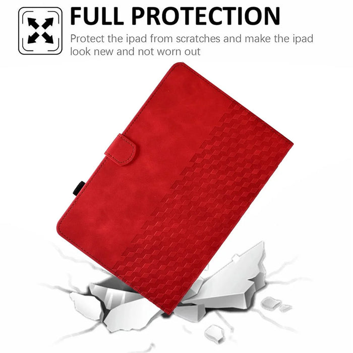 Auto Wake / Sleep Shockproof Case for Lenovo Tab M10 Plus (3rd Gen) / Xiaoxin Pad 2022 10.6 inch Pattern Imprinted Anti-Drop Cover Solid Color Stitching Tablet Leather Stand Case with Card Slots - Red - 7
