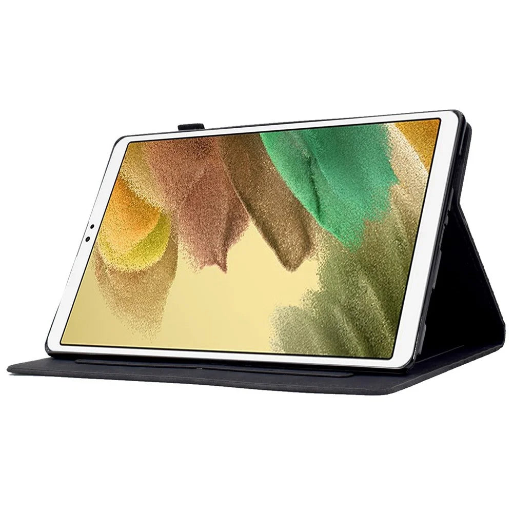 For Samsung Galaxy Tab A7 Lite 8.7-inch (T220 / T225) Protective Anti-Fall Case Auto Wake / Sleep Folio Flip Cover Pattern Imprinted Tablet Case with Card Slots / Stand - Black - 3