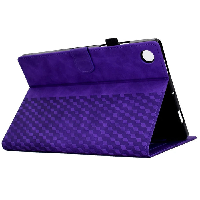 For Samsung Galaxy Tab A8 10.5 (2021) (X200 / X205) / Tab A8 10.5 (2022) Protective Case Stitching Pattern Imprinted Anti-Fall Cover Solid Color Auto Wake / Sleep Tablet Case with Card Slots / Stand - Purple - 4