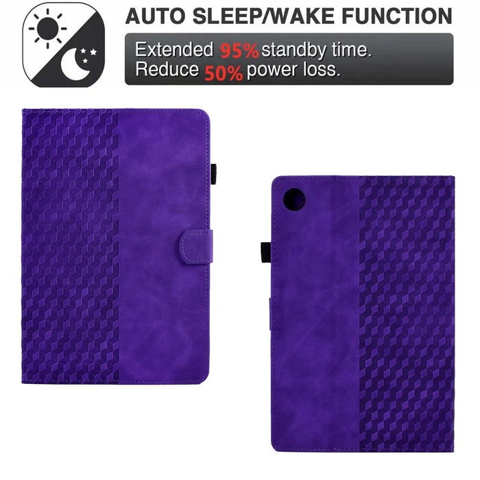 For Samsung Galaxy Tab A8 10.5 (2021) (X200 / X205) / Tab A8 10.5 (2022) Protective Case Stitching Pattern Imprinted Anti-Fall Cover Solid Color Auto Wake / Sleep Tablet Case with Card Slots / Stand - Purple - 5