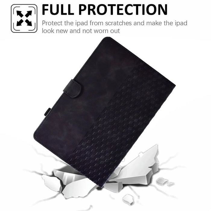 For Amazon Kindle Paperwhite 5 (2021) Anti-Drop Leather Case Auto Wake / Sleep Shockproof Cover Solid Color Pattern Imprinted Tablet Protector with Card Slots / Stand - Black - 5