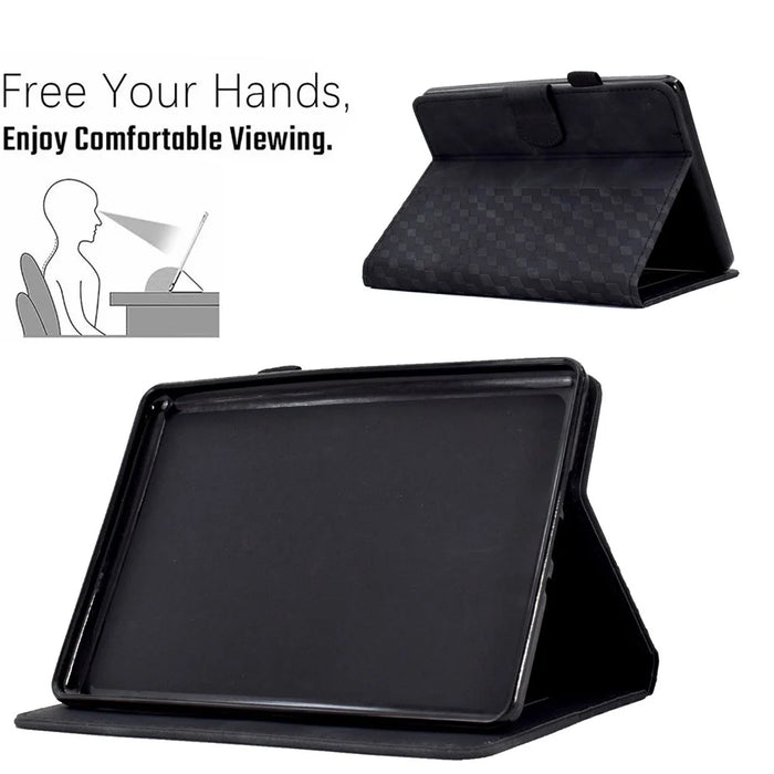 For Amazon Kindle Paperwhite 5 (2021) Anti-Drop Leather Case Auto Wake / Sleep Shockproof Cover Solid Color Pattern Imprinted Tablet Protector with Card Slots / Stand - Black - 7