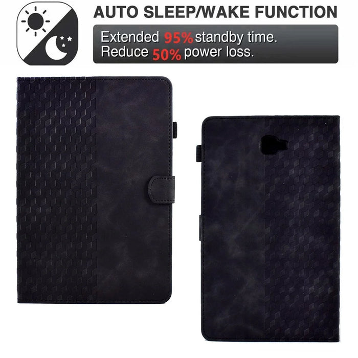 For Samsung Galaxy Tab A 10.1 (2016) (T580 / T585) Auto Wake / Sleep Shockproof Case Pattern Imprinted Anti-Drop Case Solid Color Tablet Leather Cover with Card Slots / Stand - Black - 6