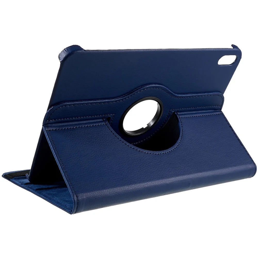 For iPad (2025) / iPad 10.9 (2022) Tablet Case PU Leather Protective Cover with 360 Degree Rotating Stand - Dark Blue - 3