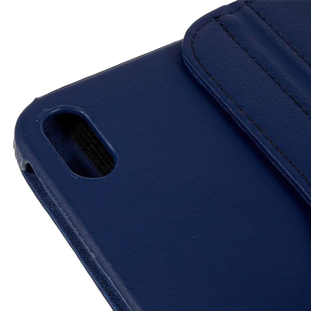 For iPad (2025) / iPad 10.9 (2022) Tablet Case PU Leather Protective Cover with 360 Degree Rotating Stand - Dark Blue - 7