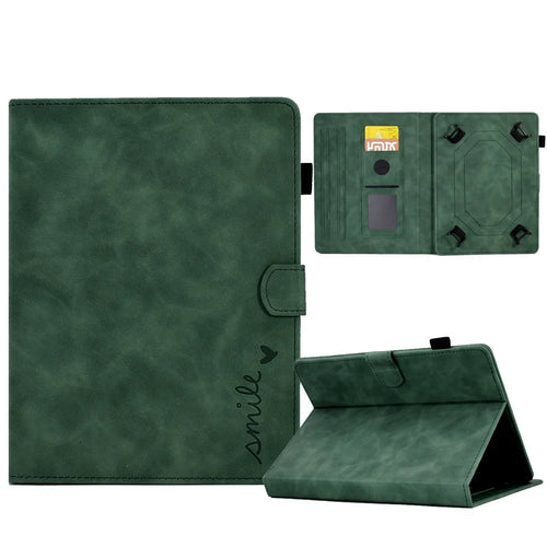 Pattern Imprinted Case for 8-inch Tablet, Card Slot Design PU Leather Folio Stand Cover with Pen Holder, Support Auto Sleep / Wake - Green - 1