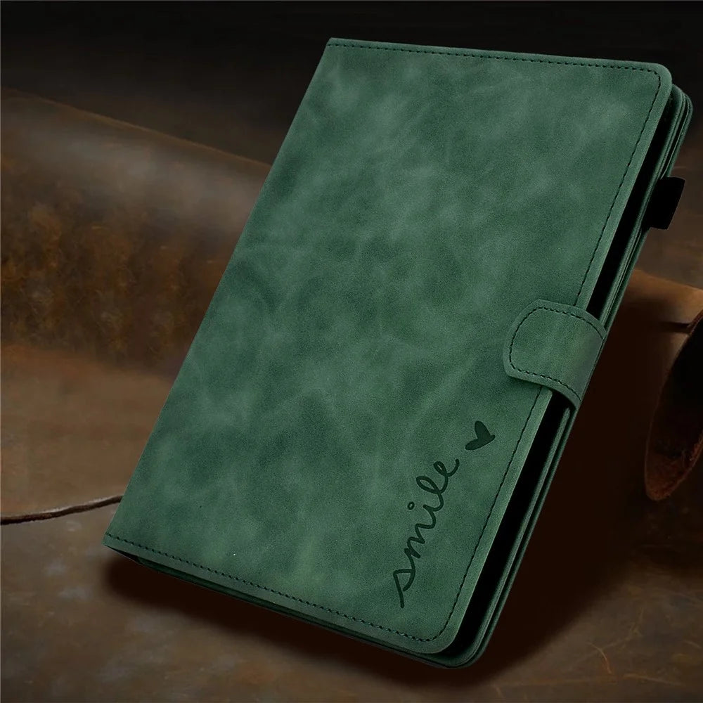 Pattern Imprinted Case for 8-inch Tablet, Card Slot Design PU Leather Folio Stand Cover with Pen Holder, Support Auto Sleep / Wake - Green - 5