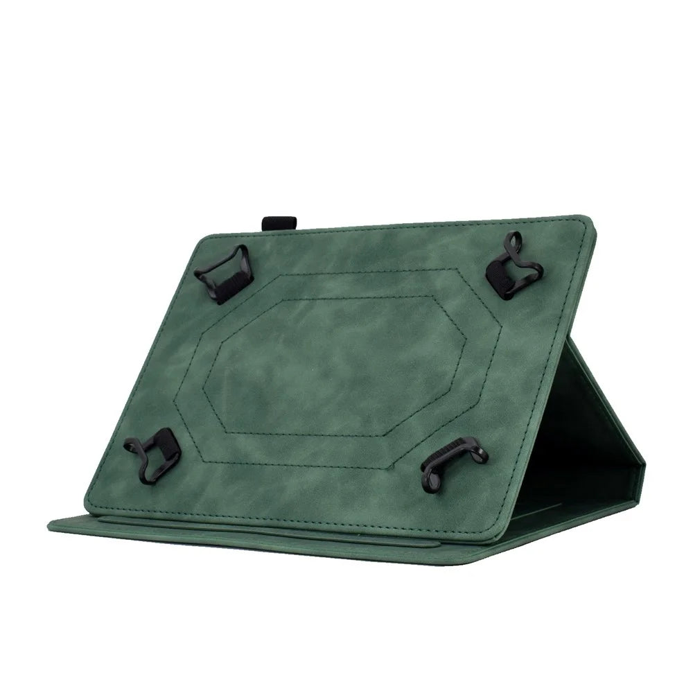 Pattern Imprinted Case for 8-inch Tablet, Card Slot Design PU Leather Folio Stand Cover with Pen Holder, Support Auto Sleep / Wake - Green - 7