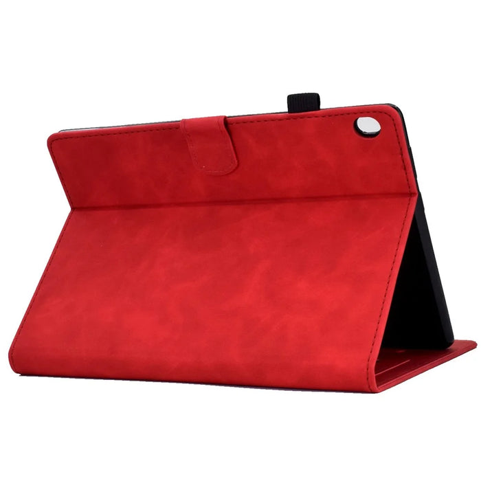 Smart Tablet Leather Case for Lenovo Tab M10 TB-X605F, Anti-scratch Imprinted Pattern Auto Sleep / Wake Up Cover with Card Slots - Red - 4