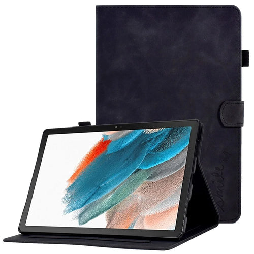 For Samsung Galaxy Tab A8 10.5 (2021) / (2022) SM-X200, SM-X205 Tablet Case Pattern Imprinted PU Leather Flip Folding Stand Shell Cover with Card Slots and Pencil Holder, Support Auto Sleep / Wake - Black - 1
