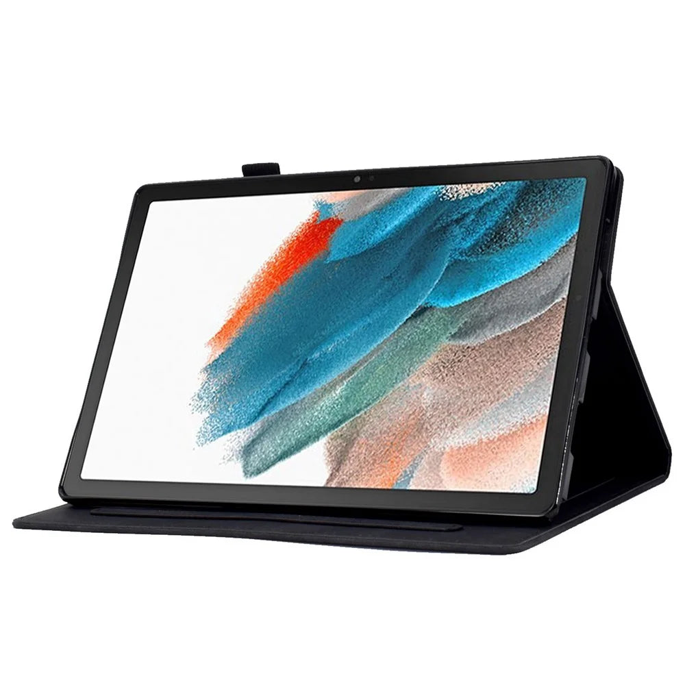 For Samsung Galaxy Tab A8 10.5 (2021) / (2022) SM-X200, SM-X205 Tablet Case Pattern Imprinted PU Leather Flip Folding Stand Shell Cover with Card Slots and Pencil Holder, Support Auto Sleep / Wake - Black - 3