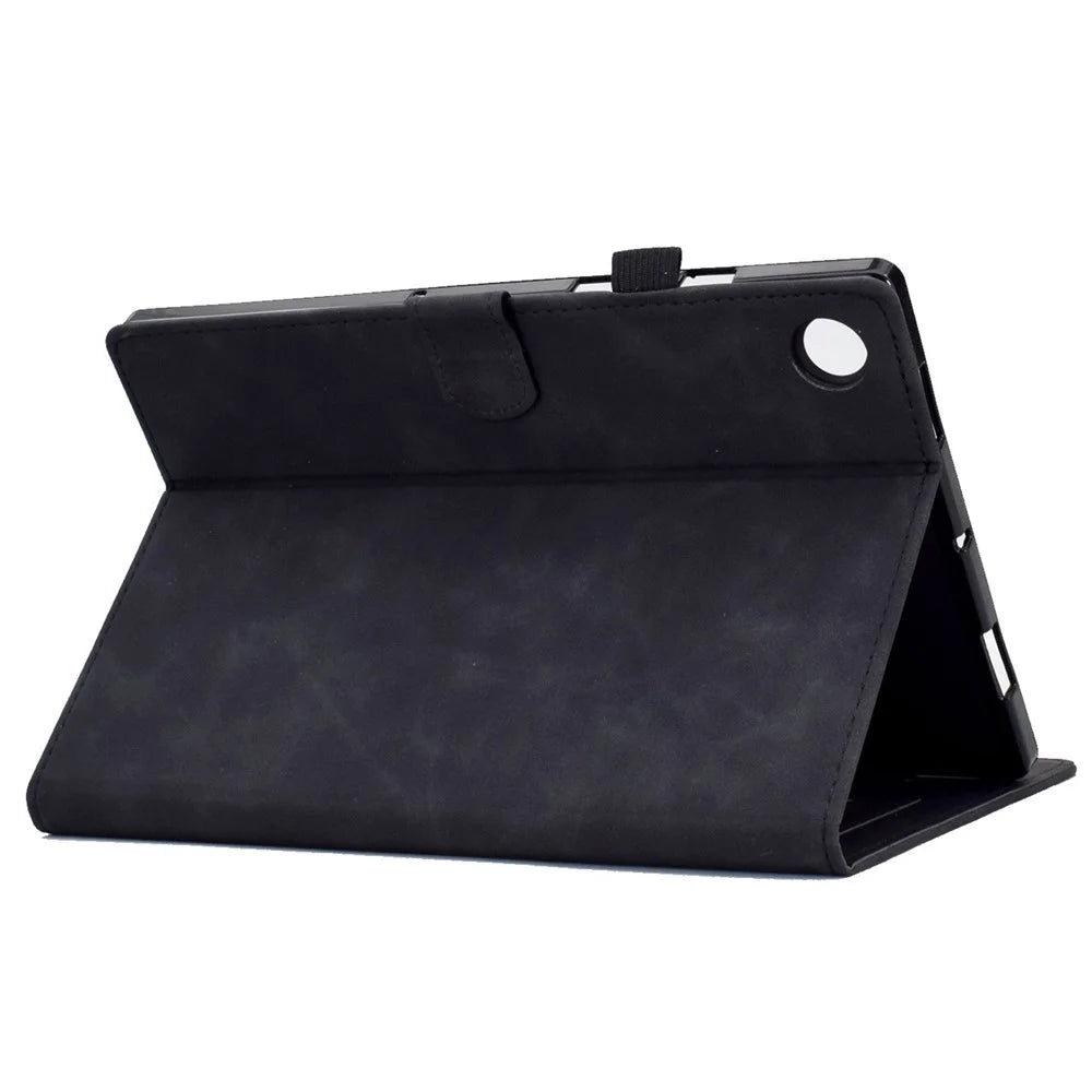 For Samsung Galaxy Tab A8 10.5 (2021) / (2022) SM-X200, SM-X205 Tablet Case Pattern Imprinted PU Leather Flip Folding Stand Shell Cover with Card Slots and Pencil Holder, Support Auto Sleep / Wake - Black - 4