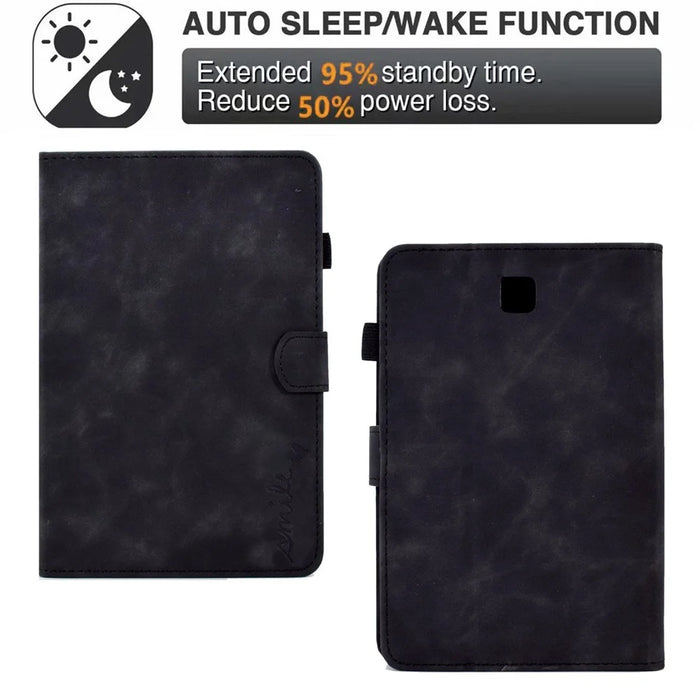 Full Protection Case for Samsung Galaxy Tab A 8.0 SM-T350 (2015), Supporting Stand Card Slots Imprinted Pattern Leather Tablet Cover Shell - Black - 5