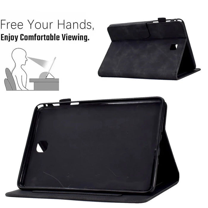 Full Protection Case for Samsung Galaxy Tab A 8.0 SM-T350 (2015), Supporting Stand Card Slots Imprinted Pattern Leather Tablet Cover Shell - Black - 6