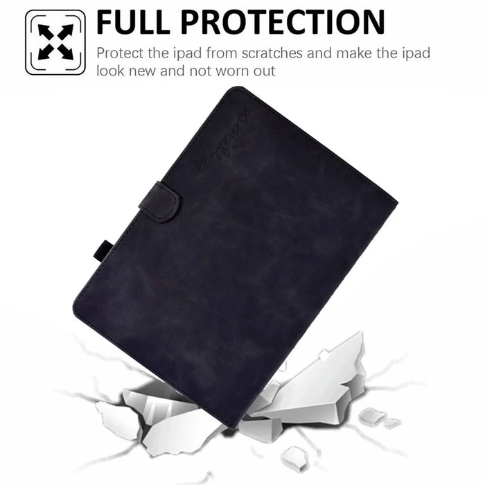 Full Protection Case for Samsung Galaxy Tab A 8.0 SM-T350 (2015), Supporting Stand Card Slots Imprinted Pattern Leather Tablet Cover Shell - Black - 7
