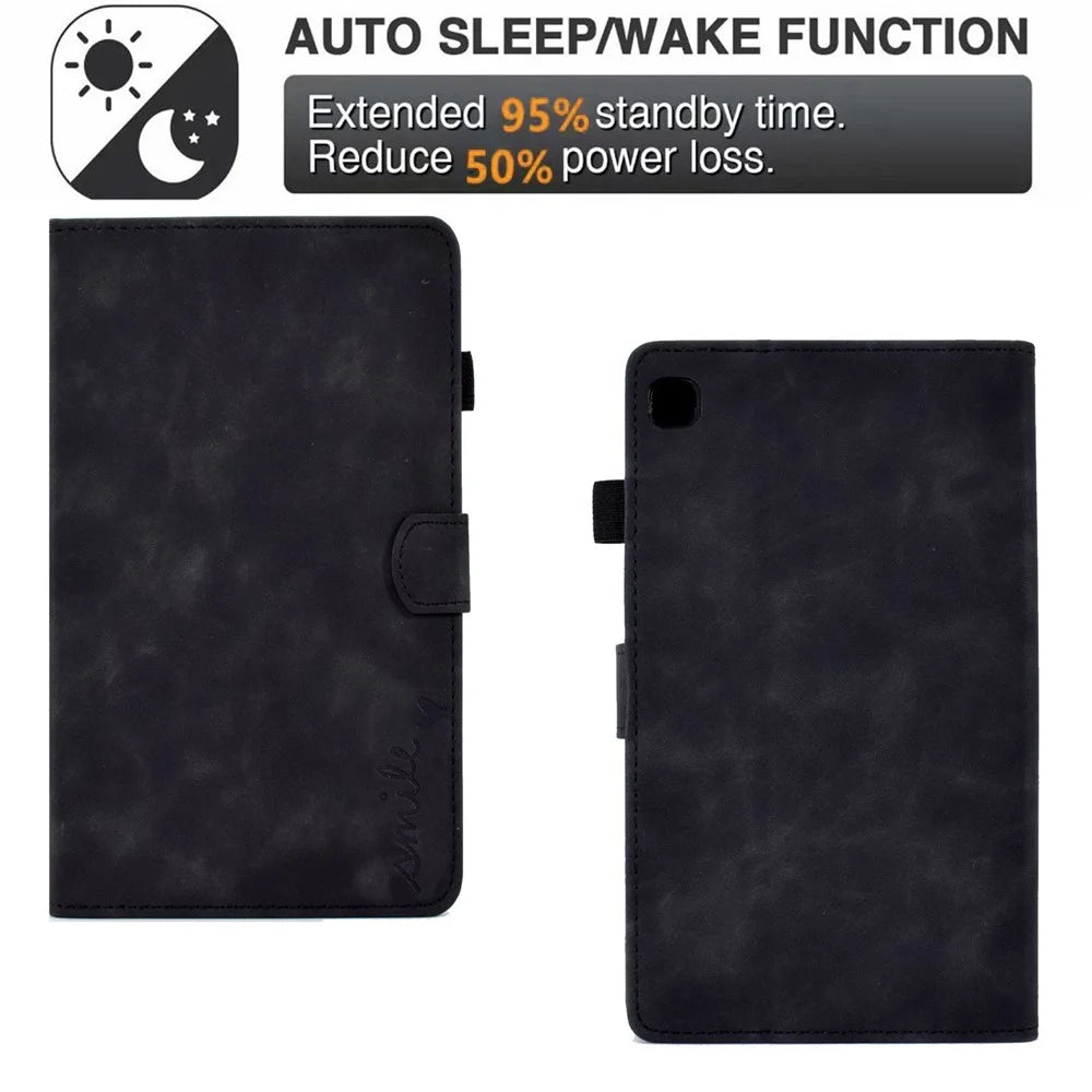 For Samsung Galaxy Tab A 8.0 (2019) SM-T290 (Wi-Fi) PU Leather Cards Slots Tablet Case Pattern Imprinted Folio Stand Magnetic Cover with Auto Wake / Sleep Function - Black - 5