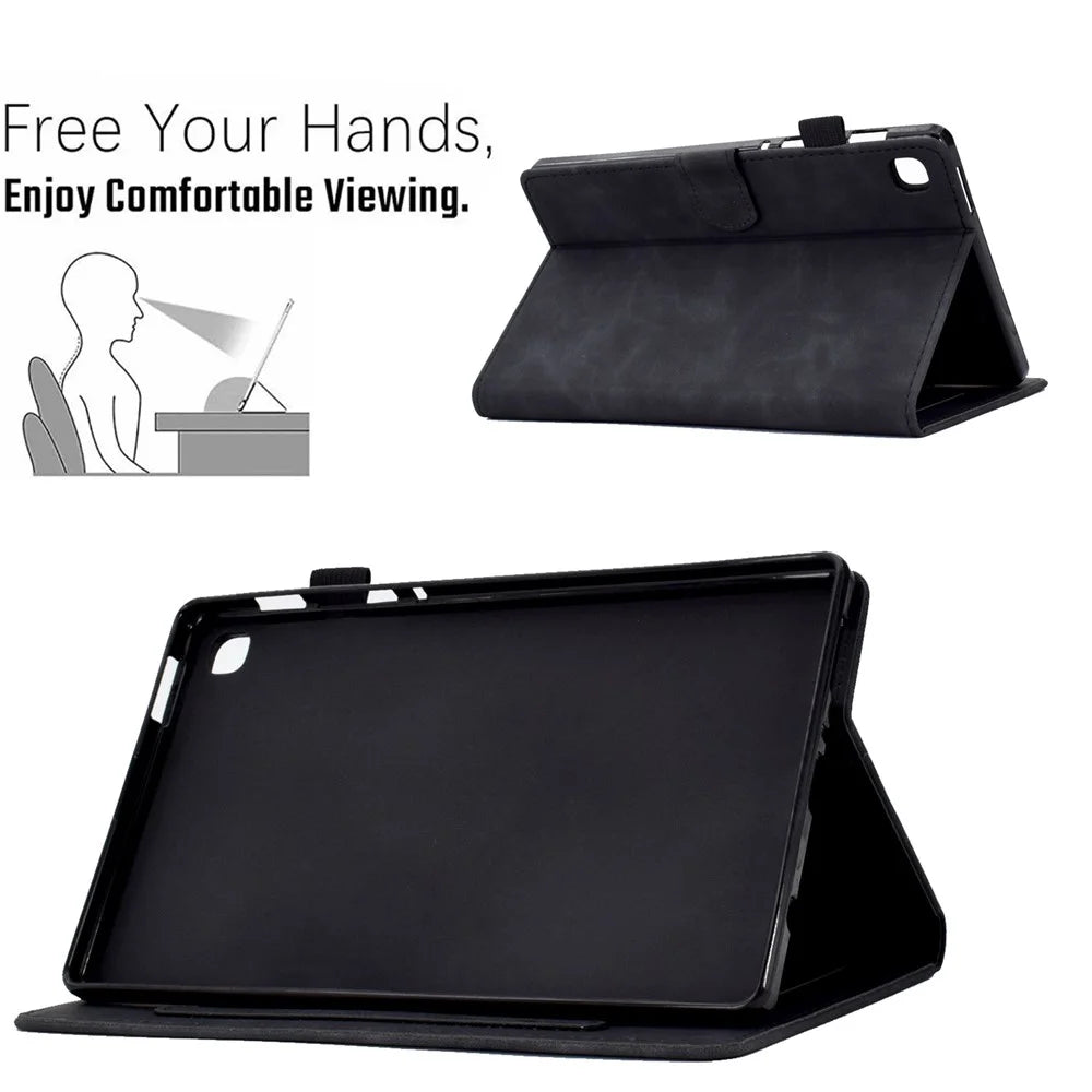 For Samsung Galaxy Tab A 8.0 (2019) SM-T290 (Wi-Fi) PU Leather Cards Slots Tablet Case Pattern Imprinted Folio Stand Magnetic Cover with Auto Wake / Sleep Function - Black - 6
