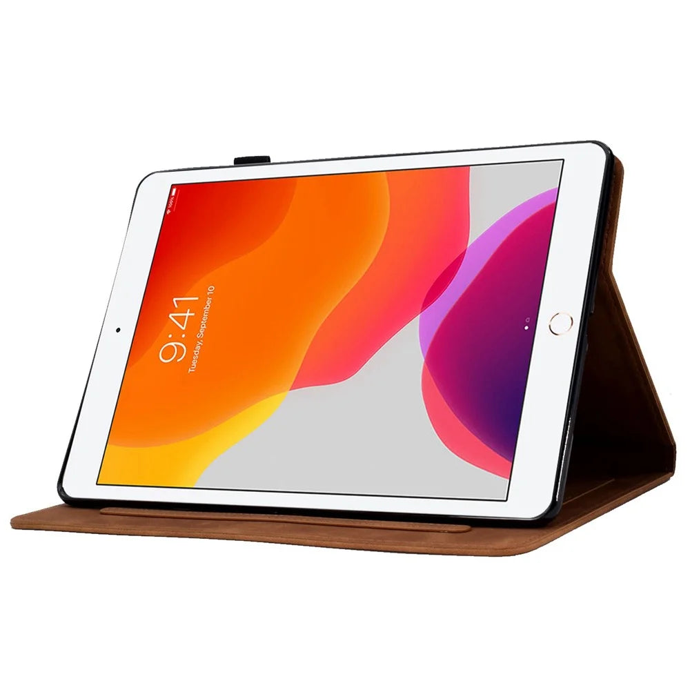 For iPad 10.2 (2019) / (2020) / iPad Air 10.5 inch (2019) PU Leather Stand Folio Smart  Case Pattern Imprinted Card Slots Tablet Cover with Pencil Holder - Brown - 3