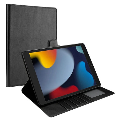 HANMAN Mill Series for iPad 10.2 (2021) / (2020) / iPad Air 10.5 inch (2019) / Pro 10.5-inch (2017) Foldable Stand Tablet Cover PU Leather Wallet Shockproof Case - Black - 1