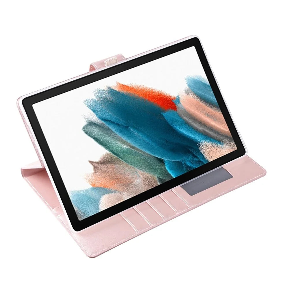 HANMAN Mill Series for Samsung Galaxy Tab A8 10.5 (2021) / (2022) PU Leather Tablet Case Stand Wallet Full Protection Cover - Rose Gold - 2