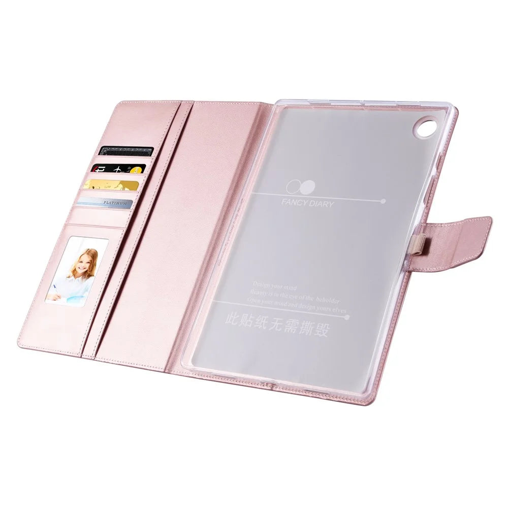 HANMAN Mill Series for Samsung Galaxy Tab A8 10.5 (2021) / (2022) PU Leather Tablet Case Stand Wallet Full Protection Cover - Rose Gold - 3