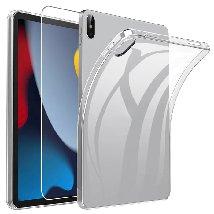 For iPad (2025) / 10.9 (2022) Soft TPU Case Transparent Phone Cover with 2.5D Arc Edge Tempered Glass Screen Protector - 1