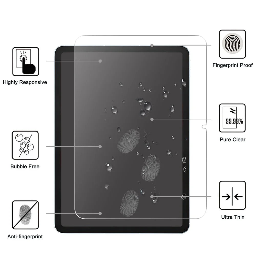 For iPad (2025) / 10.9 (2022) Soft TPU Case Transparent Phone Cover with 2.5D Arc Edge Tempered Glass Screen Protector - 3