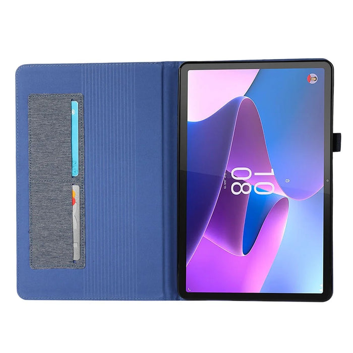 For Lenovo Tab P11 Pro Gen 2 Cloth Texture PU Leather Tablet Case Foldable Stand Card Holder Protective Cover - Blue - 2