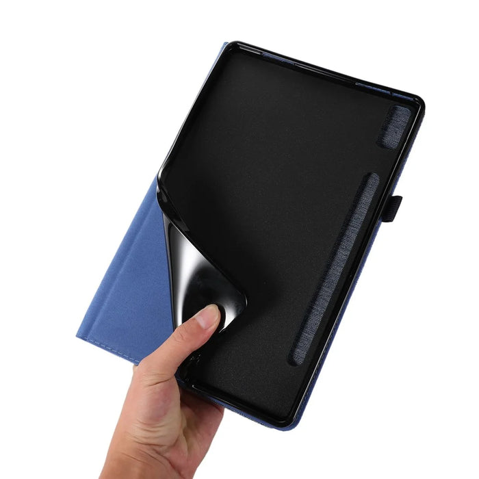 For Lenovo Tab P11 Pro Gen 2 Cloth Texture PU Leather Tablet Case Foldable Stand Card Holder Protective Cover - Blue - 4