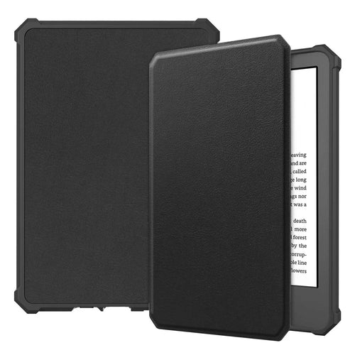 For Amazon Kindle 6 inch (2024) / (2022) PU Leather + TPU Case Full Protection E-Reader Cover with Auto Sleep / Wake - Black - 1
