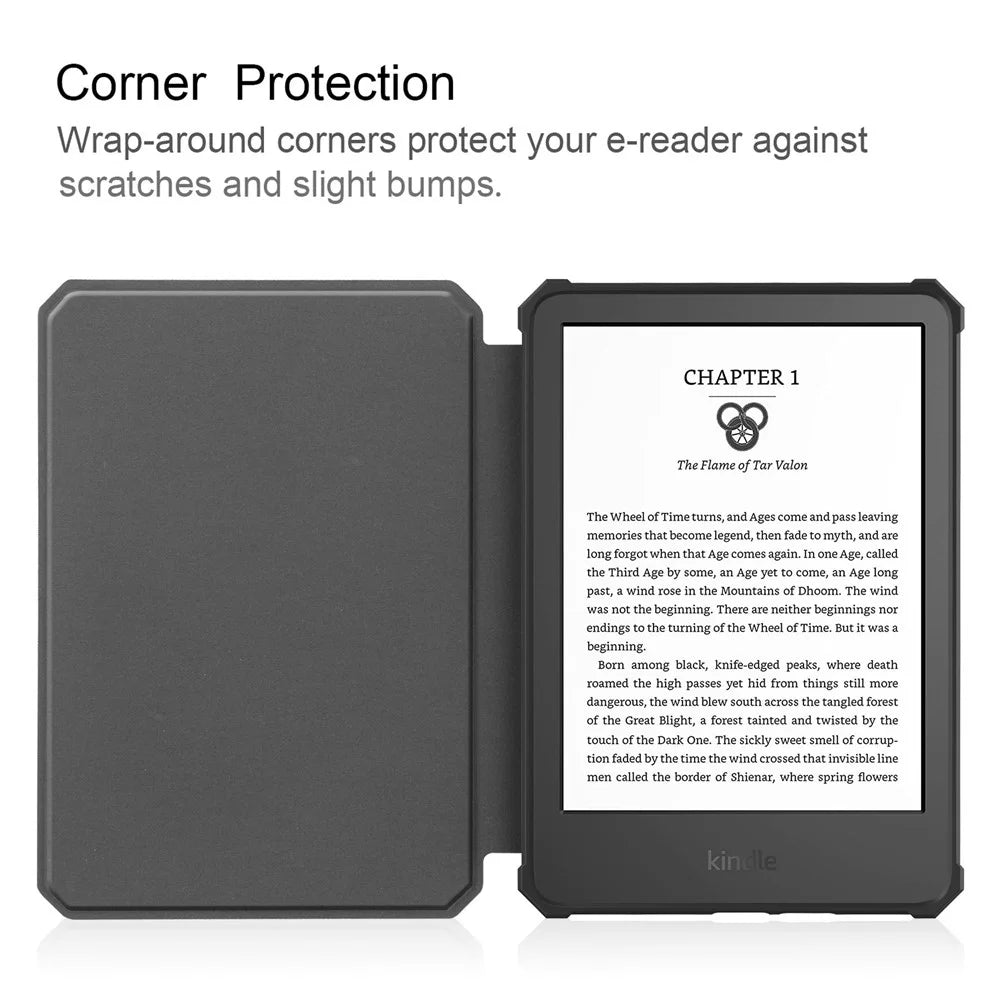 For Amazon Kindle 6 inch (2024) / (2022) PU Leather + TPU Case Full Protection E-Reader Cover with Auto Sleep / Wake - Black - 2