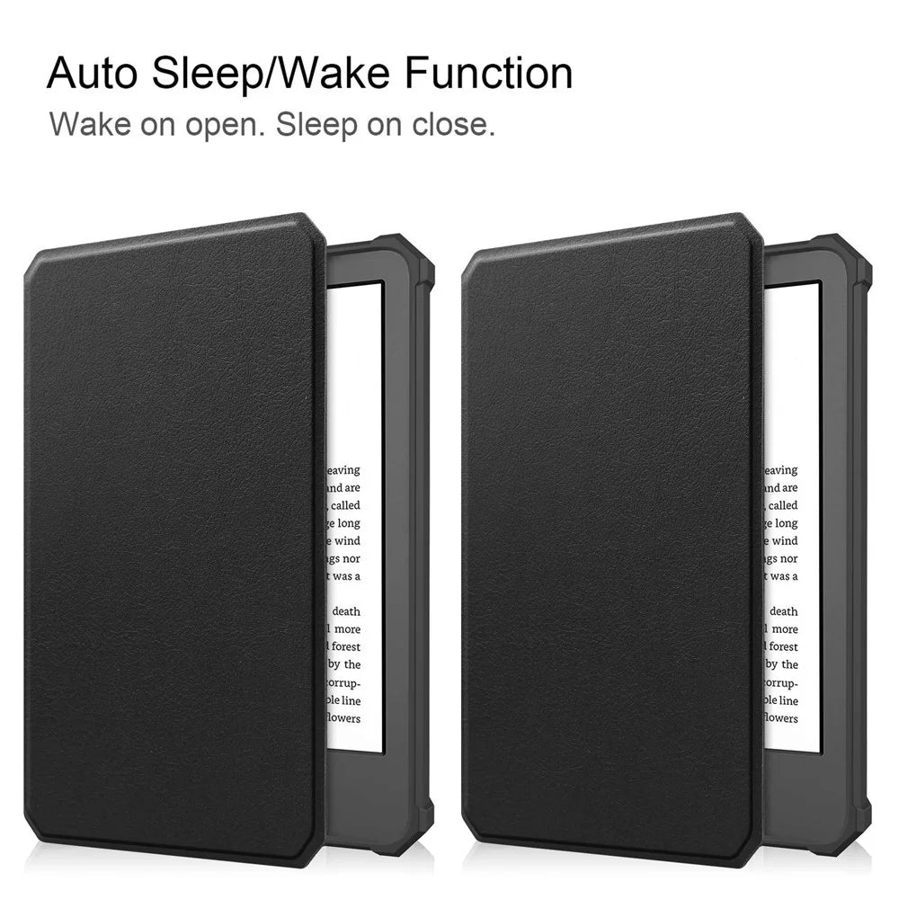 For Amazon Kindle 6 inch (2024) / (2022) PU Leather + TPU Case Full Protection E-Reader Cover with Auto Sleep / Wake - Black - 5