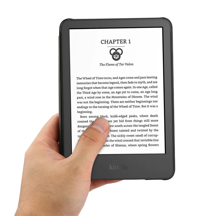 For Amazon Kindle 6 inch (2024) / (2022) Solid Color PU Leather Cover Auto Sleep / Wake Anti-Scratch E-Reader Case - Black - 5